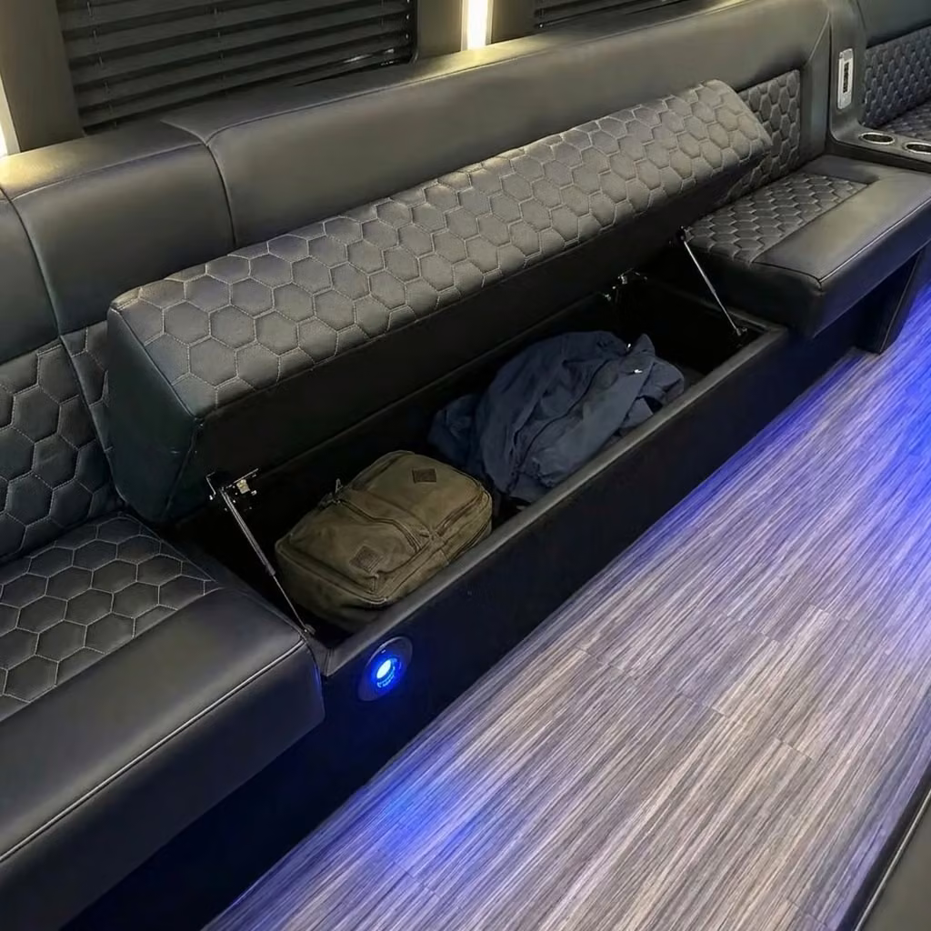 culver city party bus under seat storage